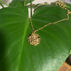 Gold rose coin pendant necklace